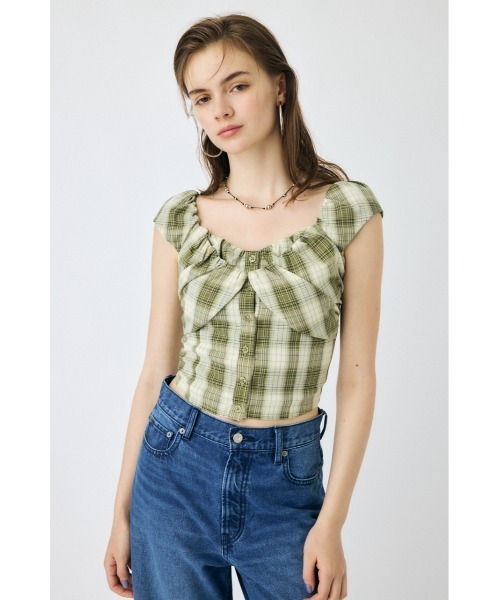 MOUSSY(マウジー)の「LAYERED GATHERED CHECK ブラウス(シャツ/ブラウス・レディース・ブラック/ベージュ/ライトカーキ・1/2)」の1枚目の写真