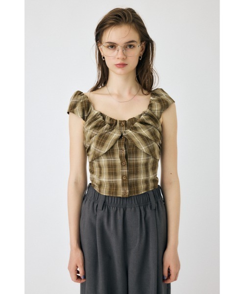 MOUSSY(マウジー)の「LAYERED GATHERED CHECK ブラウス(シャツ/ブラウス・レディース・ブラック/ベージュ/ライトカーキ・1/2)」の10枚目の写真