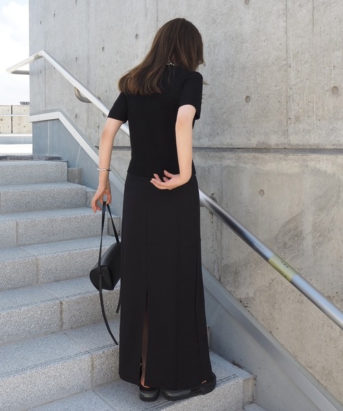 LAULEN(ローレン)の「double zip lib tops /リブ ダブルジップ 半袖 ニットトップス(ニット/セーター・レディース・ブラック/ネイビー/ベージュ・FREE)」の7枚目の写真