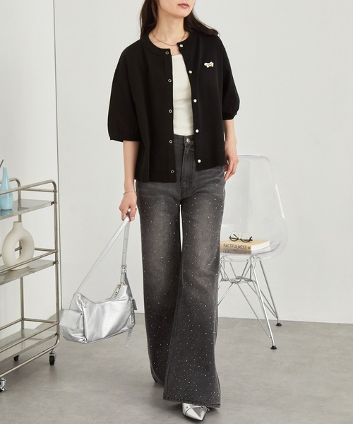 送料関税込み☆ JEANS ロゴ カーディガン 楽天市場】マルニ MARNI コットン ダメージ加工 手刺繍ロゴ V