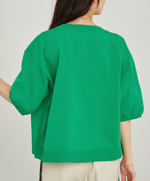 PENNEYS（ぺニーズ）の「PENNEYS/ペニーズ 別注 THE FOX ロゴ ワンポイントワッペン刺繍 ニットショート半袖カーディガン（カーディガン/ボレロ・レディース・グリーン/レッド/アイボリー/ブラック/サックスブルー/グレー・FREE）」の19枚目の写真