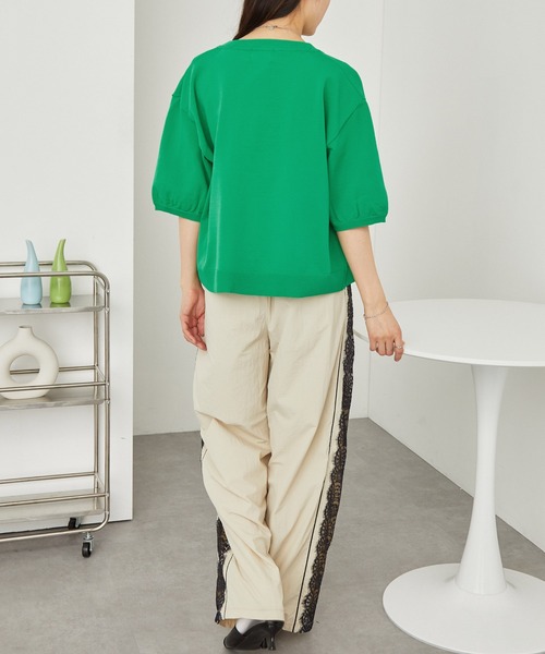 PENNEYS（ぺニーズ）の「PENNEYS/ペニーズ 別注 THE FOX ロゴ ワンポイントワッペン刺繍 ニットショート半袖カーディガン（カーディガン/ボレロ・レディース・グリーン/レッド/アイボリー/ブラック/サックスブルー/グレー・FREE）」の22枚目の写真