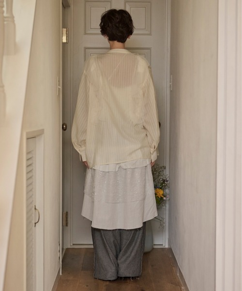 tulle bustier design sheer shirt / チュールビスチェデザイン