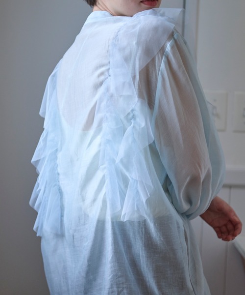 tulle bustier design sheer shirt / チュールビスチェデザイン