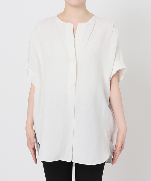 JOURNAL STANDARD（ジャーナルスタンダード）の「《追加2》【洗える】レーヨン麻ノーカラーブラウス（シャツ/ブラウス・レディース・ブラック系その他/ブルー/ブラック/ホワイト/ブラックミックス・FREE）」の11枚目の写真