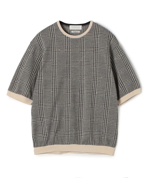 TOMORROWLAND （トゥモローランド）の「TOMORROWLAND tricot チェック柄 コットンハーフスリーブ ニット（ニット/セーター・メンズ・グレー系その他/ダークブラウン/ネイビー・L/M/S）」の2枚目の写真
