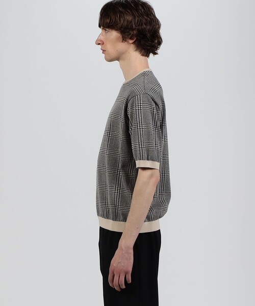 TOMORROWLAND （トゥモローランド）の「TOMORROWLAND tricot チェック柄 コットンハーフスリーブ ニット（ニット/セーター・メンズ・グレー系その他/ダークブラウン/ネイビー・L/M/S）」の6枚目の写真