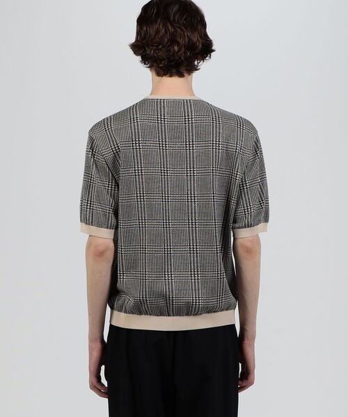 TOMORROWLAND （トゥモローランド）の「TOMORROWLAND tricot チェック柄 コットンハーフスリーブ ニット（ニット/セーター・メンズ・グレー系その他/ダークブラウン/ネイビー・L/M/S）」の7枚目の写真