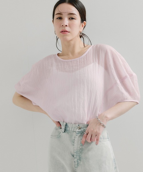 le cercle ADAM ET ROPE'(ルセルクルアダムエロペ)の「シアードルマンブラウス(シャツ/ブラウス・レディース・ブラック/ダークラベンダー/キナリ・FREE)」の3枚目の写真