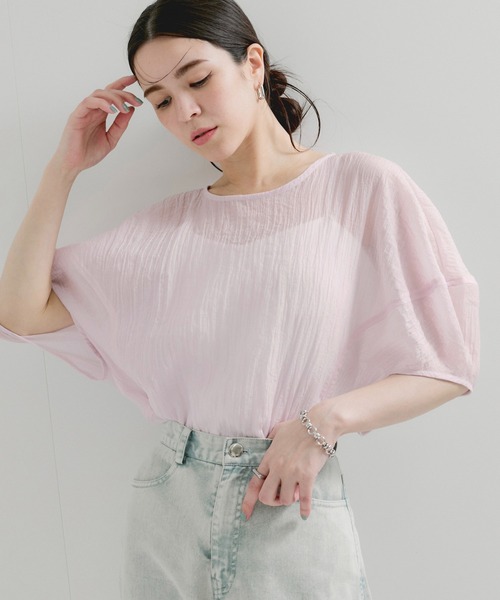 le cercle ADAM ET ROPE'(ルセルクルアダムエロペ)の「シアードルマンブラウス(シャツ/ブラウス・レディース・ブラック/ダークラベンダー/キナリ・FREE)」の11枚目の写真