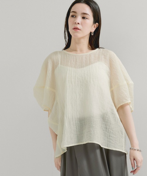 le cercle ADAM ET ROPE'(ルセルクルアダムエロペ)の「シアードルマンブラウス(シャツ/ブラウス・レディース・ブラック/ダークラベンダー/キナリ・FREE)」の12枚目の写真