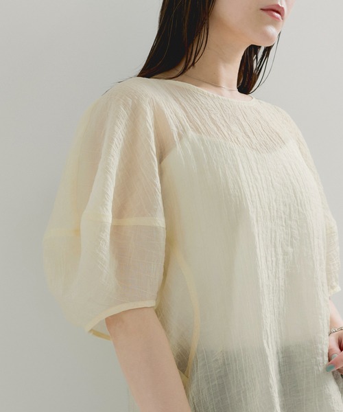 le cercle ADAM ET ROPE'(ルセルクルアダムエロペ)の「シアードルマンブラウス(シャツ/ブラウス・レディース・ブラック/ダークラベンダー/キナリ・FREE)」の13枚目の写真