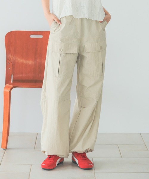 3.3 Field Trip （3.3フィールドトリップ）の「3.3 Field Trip／ナイロンワイドパンツ（その他パンツ・レディース・ブルー/ブラック/ベージュ・SMALL/MEDIUM）」の2枚目の写真