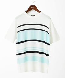 MK MICHEL KLEIN HOMME  | サマーニット / リネンタッチボーダー(ニット/セーター)