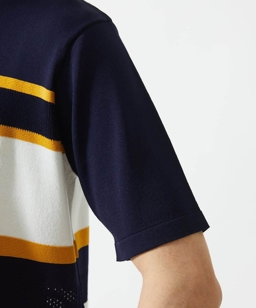 MK MICHEL KLEIN HOMME （エムケーミッシェルクランオム）の「サマーニット / リネンタッチボーダー（ニット/セーター・メンズ・ホワイト/ネイビー・48/46/51）」の9枚目の写真