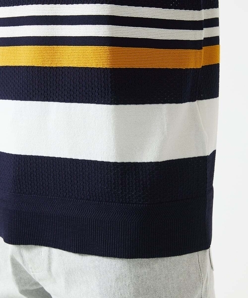 MK MICHEL KLEIN HOMME （エムケーミッシェルクランオム）の「サマーニット / リネンタッチボーダー（ニット/セーター・メンズ・ホワイト/ネイビー・48/46/51）」の10枚目の写真