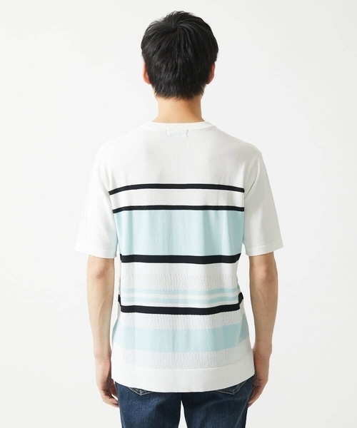 MK MICHEL KLEIN HOMME （エムケーミッシェルクランオム）の「サマーニット / リネンタッチボーダー（ニット/セーター・メンズ・ホワイト/ネイビー・48/46/51）」の16枚目の写真