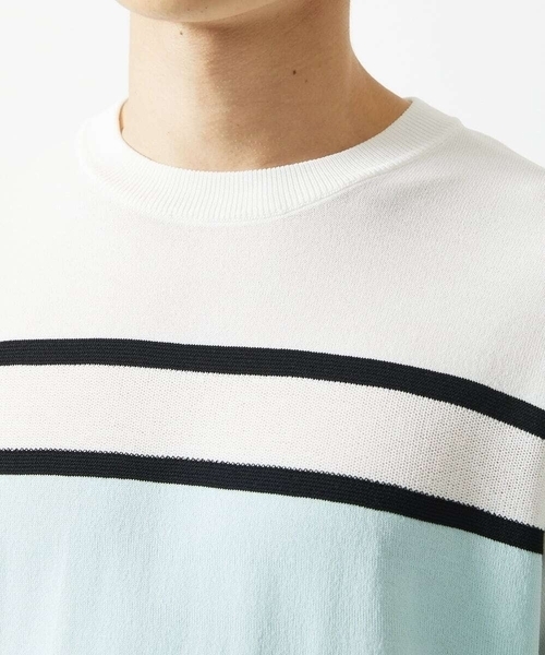 MK MICHEL KLEIN HOMME （エムケーミッシェルクランオム）の「サマーニット / リネンタッチボーダー（ニット/セーター・メンズ・ホワイト/ネイビー・48/46/51）」の17枚目の写真