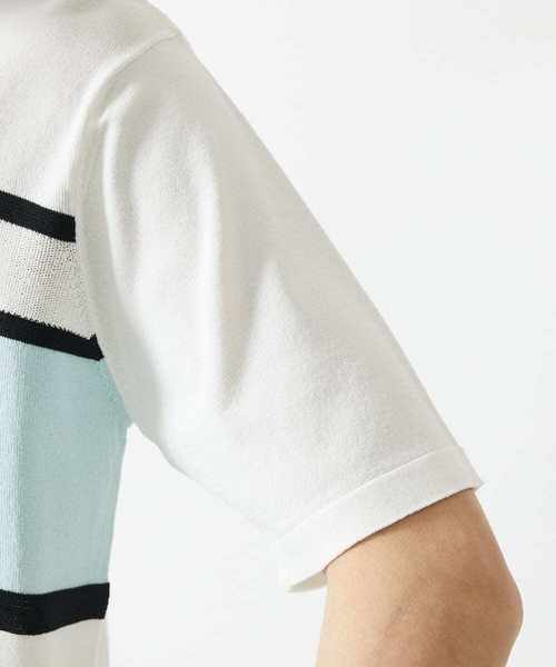 MK MICHEL KLEIN HOMME （エムケーミッシェルクランオム）の「サマーニット / リネンタッチボーダー（ニット/セーター・メンズ・ホワイト/ネイビー・48/46/51）」の18枚目の写真