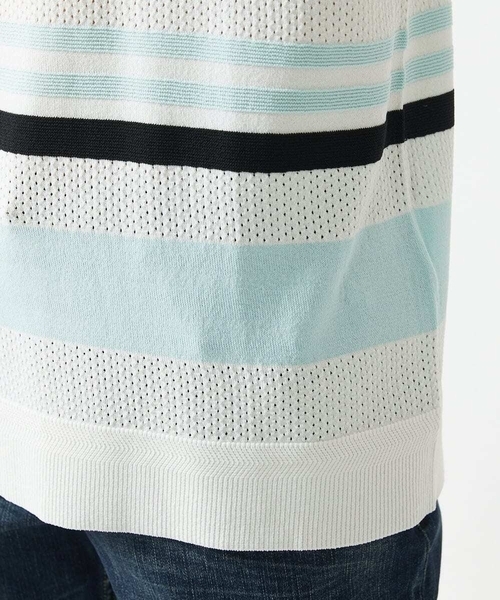 MK MICHEL KLEIN HOMME （エムケーミッシェルクランオム）の「サマーニット / リネンタッチボーダー（ニット/セーター・メンズ・ホワイト/ネイビー・48/46/51）」の19枚目の写真