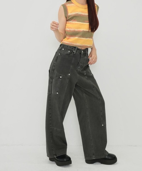 Enewd nina（エニュードニーナ）の「【zozo限定】ボーダーカラーノースリーブトップス カットソー ノースリーブ トップス（キャミソール・レディース・イエロー/グリーン/ブラウン・FREE）」の19枚目の写真