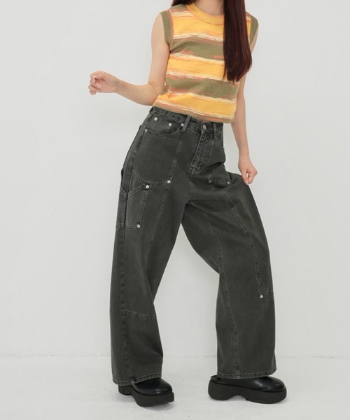 Enewd nina（エニュードニーナ）の「【zozo限定】ボーダーカラーノースリーブトップス カットソー ノースリーブ トップス（キャミソール・レディース・イエロー/グリーン/ブラウン・FREE）」の18枚目の写真