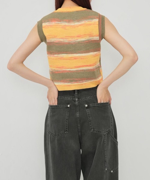 Enewd nina（エニュードニーナ）の「【zozo限定】ボーダーカラーノースリーブトップス カットソー ノースリーブ トップス（キャミソール・レディース・イエロー/グリーン/ブラウン・FREE）」の11枚目の写真