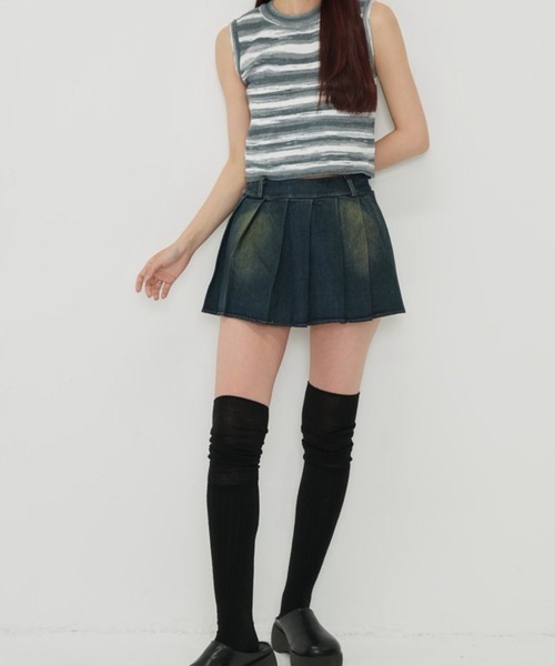 Enewd nina（エニュードニーナ）の「【zozo限定】ボーダーカラーノースリーブトップス カットソー ノースリーブ トップス（キャミソール・レディース・イエロー/グリーン/ブラウン・FREE）」の8枚目の写真