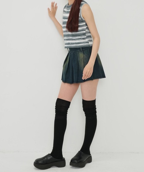 Enewd nina（エニュードニーナ）の「【zozo限定】ボーダーカラーノースリーブトップス カットソー ノースリーブ トップス（キャミソール・レディース・イエロー/グリーン/ブラウン・FREE）」の4枚目の写真