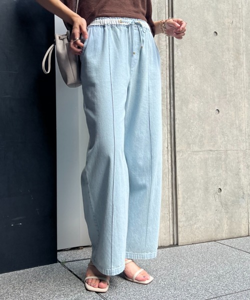 Jena espace merveilleux（ジェナ　エスパスメルヴェイユ）の「【待望のサイズ展開！快適楽ちん】デニムイージーパンツ（デニムパンツ・レディース・ブラック/ブルー系その他/ブルー・FREE/1/2）」の4枚目の写真