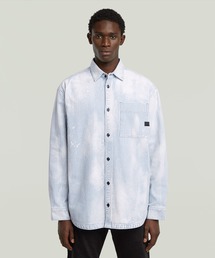 G-STAR | OVERSIZED 1-PKT OVERSHIRT/1ポケットオーバーサイズブリーチストライプデニムシャツジャケット(シャツ/ブラウス)