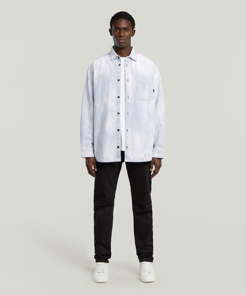 G-STAR（ジースター）の「OVERSIZED 1-PKT OVERSHIRT/1ポケットオーバーサイズブリーチストライプデニムシャツジャケット（シャツ/ブラウス・メンズ・ライトインディゴブルー・SMALL/X-LARGE/X-SMALL/LARGE/MEDIUM）」の6枚目の写真