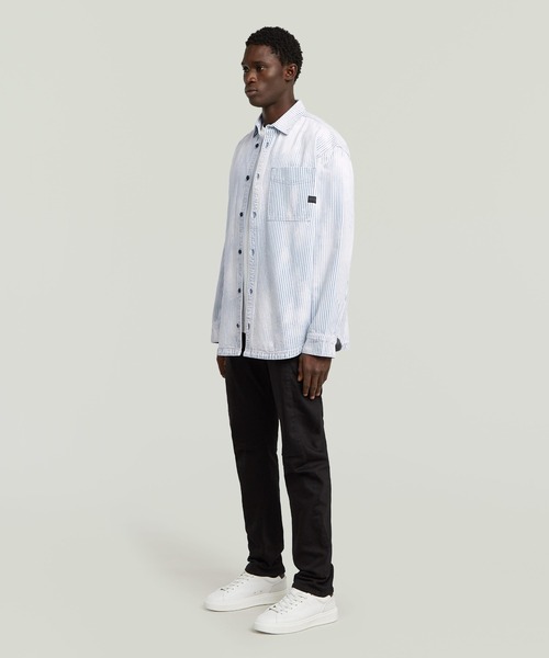 G-STAR（ジースター）の「OVERSIZED 1-PKT OVERSHIRT/1ポケットオーバーサイズブリーチストライプデニムシャツジャケット（シャツ/ブラウス・メンズ・ライトインディゴブルー・SMALL/X-LARGE/X-SMALL/LARGE/MEDIUM）」の4枚目の写真