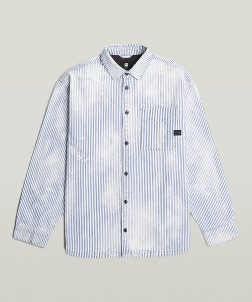 G-STAR（ジースター）の「OVERSIZED 1-PKT OVERSHIRT/1ポケットオーバーサイズブリーチストライプデニムシャツジャケット（シャツ/ブラウス・メンズ・ライトインディゴブルー・SMALL/X-LARGE/X-SMALL/LARGE/MEDIUM）」の7枚目の写真