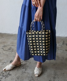 VitaFelice（ヴィータフェリーチェ）の「スクエアメルカドミニバッグ チェック かごバッグ マルシェバッグ（ハンドバッグ）」