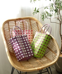 VitaFelice（ヴィータフェリーチェ）の「スクエアメルカドミニバッグ チェック かごバッグ マルシェバッグ（ハンドバッグ）」