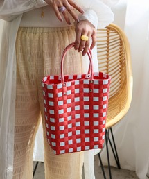 VitaFelice（ヴィータフェリーチェ）の「スクエアメルカドミニバッグ チェック かごバッグ マルシェバッグ（ハンドバッグ）」