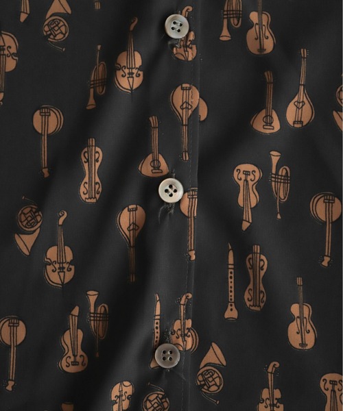 オリジナルプリントタックブラウス　ブランブルーミニュイ オリジナルプリントタックブラウス ブランブルーミニュイ Blanc