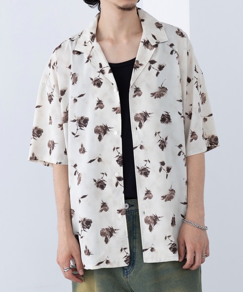 HAUS(ハウス)の「【HAUS】フラワーオープンカラーシャツ 252-3620(シャツ/ブラウス・メンズ・ブラック/ホワイト・M/L)」の3枚目の写真
