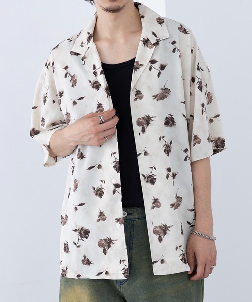 HAUS(ハウス)の「【HAUS】フラワーオープンカラーシャツ 252-3620(シャツ/ブラウス・メンズ・ブラック/ホワイト・M/L)」の4枚目の写真