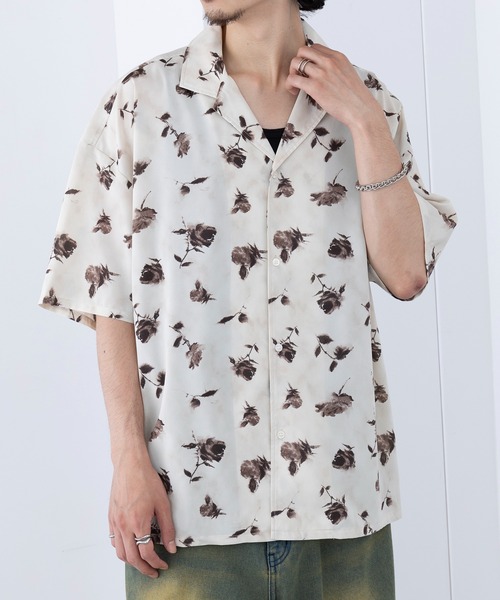 HAUS(ハウス)の「【HAUS】フラワーオープンカラーシャツ 252-3620(シャツ/ブラウス・メンズ・ブラック/ホワイト・M/L)」の6枚目の写真