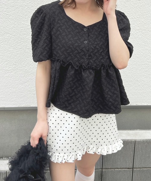 frunco(フランコ)の「ジャガードブラウス(シャツ/ブラウス・レディース・ブルー/ブラック/ホワイト・MEDIUM)」の19枚目の写真