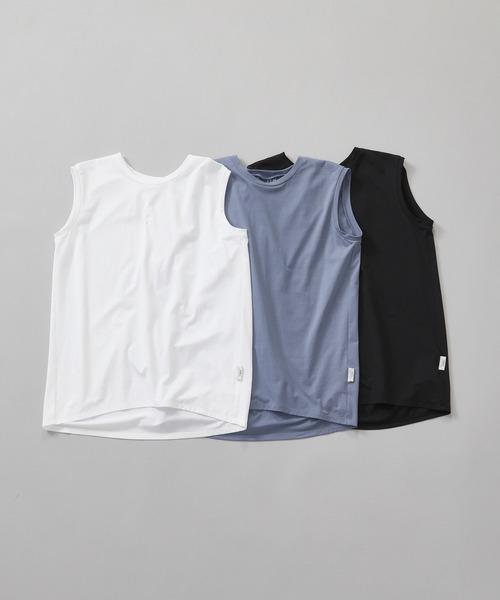 Julier Yoga and Relax（ジュリエヨガアンドリラックス）の「Julier ライトプライムノースリーブプルオーバー（Tシャツ/カットソー・レディース・ホワイト/ブラック/ブルー・FREE）」の8枚目の写真