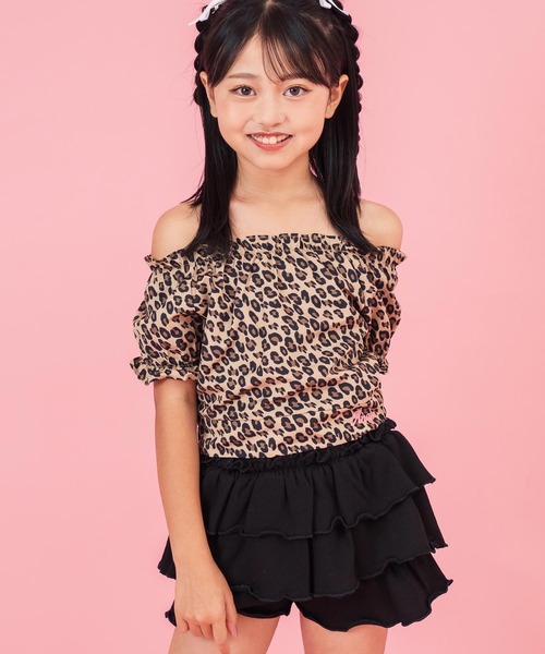 ANAP kids(アナップキッズ)の「パフスリーブ トップス(Tシャツ/カットソー・キッズ・ブラック/ブラウン/ホワイト・130cm/120cm/110cm)」の1枚目の写真