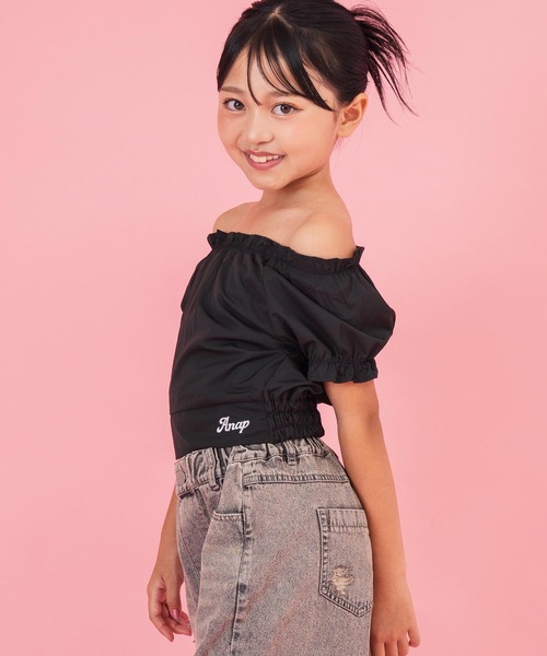 ANAP kids(アナップキッズ)の「パフスリーブ トップス(Tシャツ/カットソー・キッズ・ブラック/ブラウン/ホワイト・130cm/120cm/110cm)」の3枚目の写真