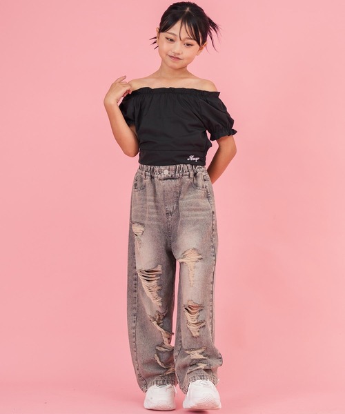 ANAP kids(アナップキッズ)の「パフスリーブ トップス(Tシャツ/カットソー・キッズ・ブラック/ブラウン/ホワイト・130cm/120cm/110cm)」の6枚目の写真