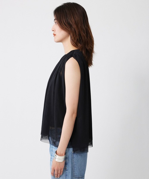 BABYLONE（バビロン）の「【吸汗加工】ダブルチュールノースリブラウス（シャツ/ブラウス・レディース・ボルドー/ブラック・フリー）」の16枚目の写真