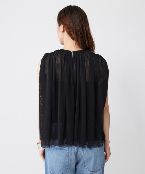 BABYLONE（バビロン）の「【吸汗加工】ダブルチュールノースリブラウス（シャツ/ブラウス・レディース・ボルドー/ブラック・フリー）」の17枚目の写真