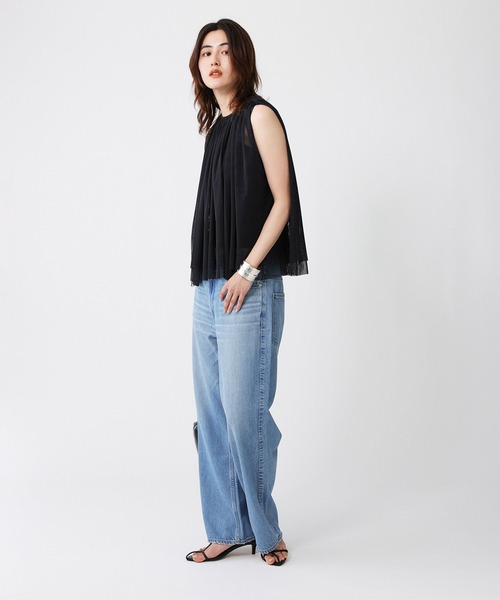 BABYLONE（バビロン）の「【吸汗加工】ダブルチュールノースリブラウス（シャツ/ブラウス・レディース・ボルドー/ブラック・フリー）」の7枚目の写真