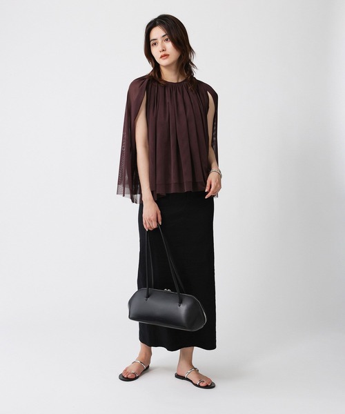 BABYLONE（バビロン）の「【吸汗加工】ダブルチュールノースリブラウス（シャツ/ブラウス・レディース・ボルドー/ブラック・フリー）」の12枚目の写真